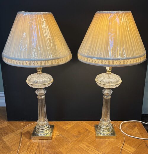 #8378 Pair of Tall Crystal Lamps