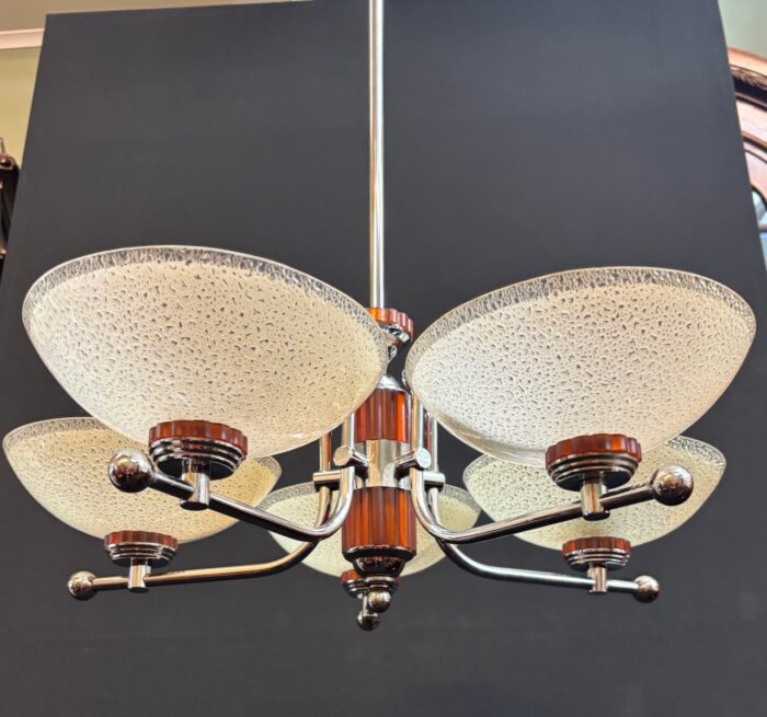 #8514 Large art deco 5 arm pendant light