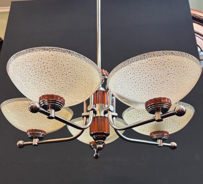 #8514 Large art deco 5 arm pendant light - Image 4