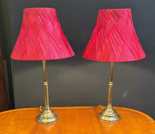 #9010 Pair of solid brass column lamps