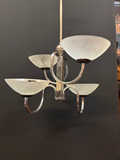 #9005 French Art deco chrome 4 light Pendant