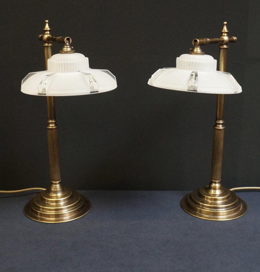 Pair Of Art Deco Style Bedside Lamps - Seanic Antiques