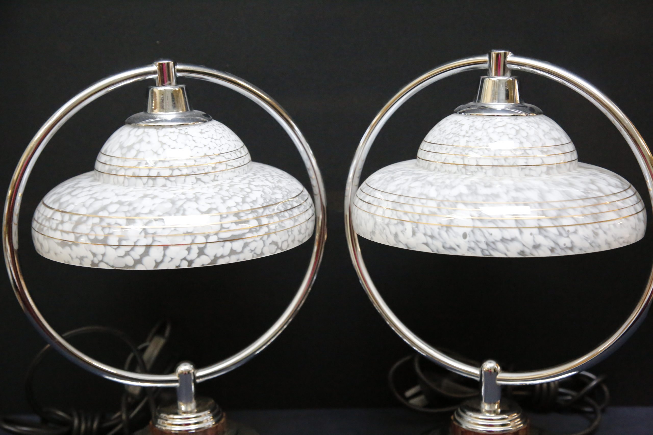 Pair of Chrome Ring Lamps Seanic Antiques