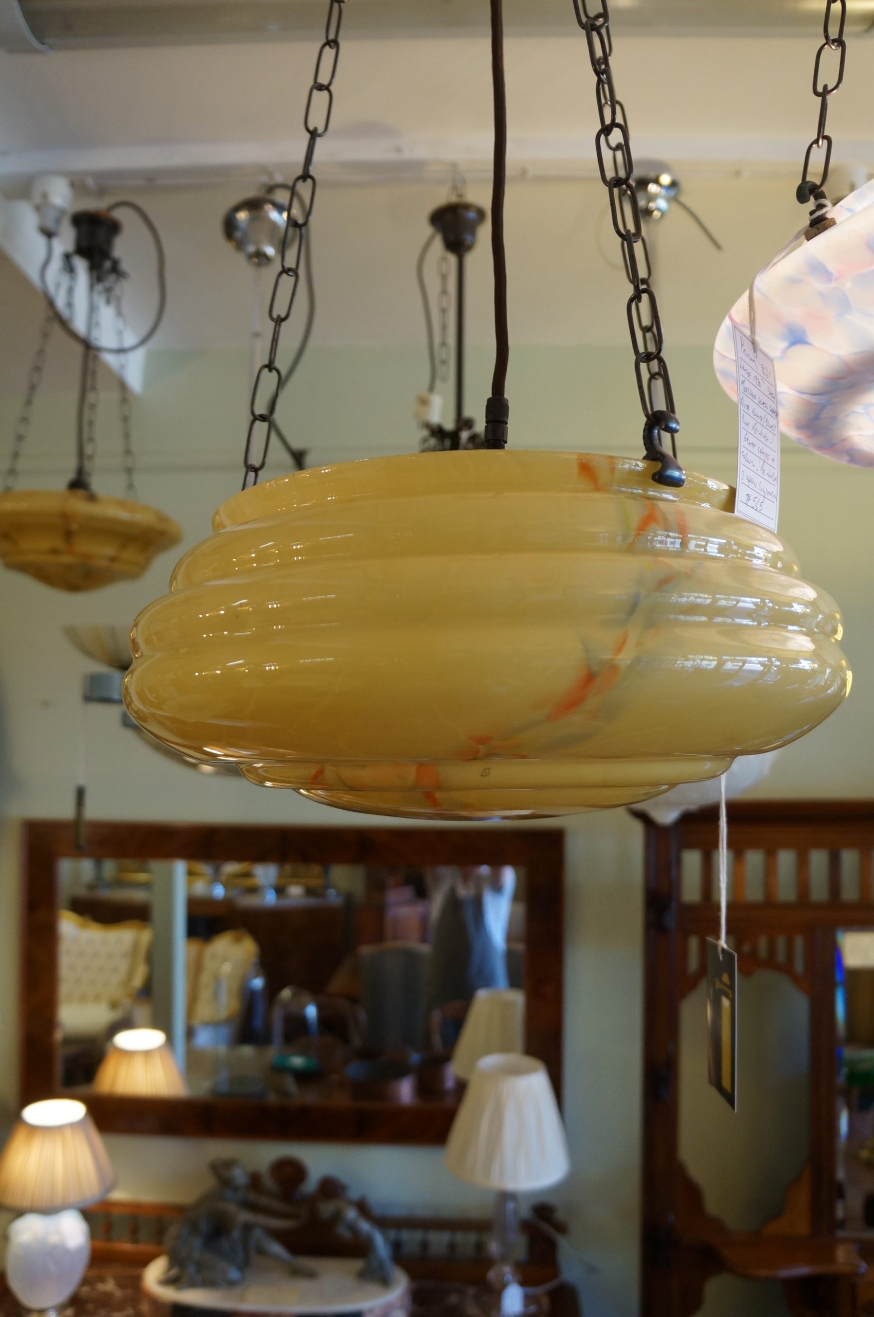 antique yellow glass lamp