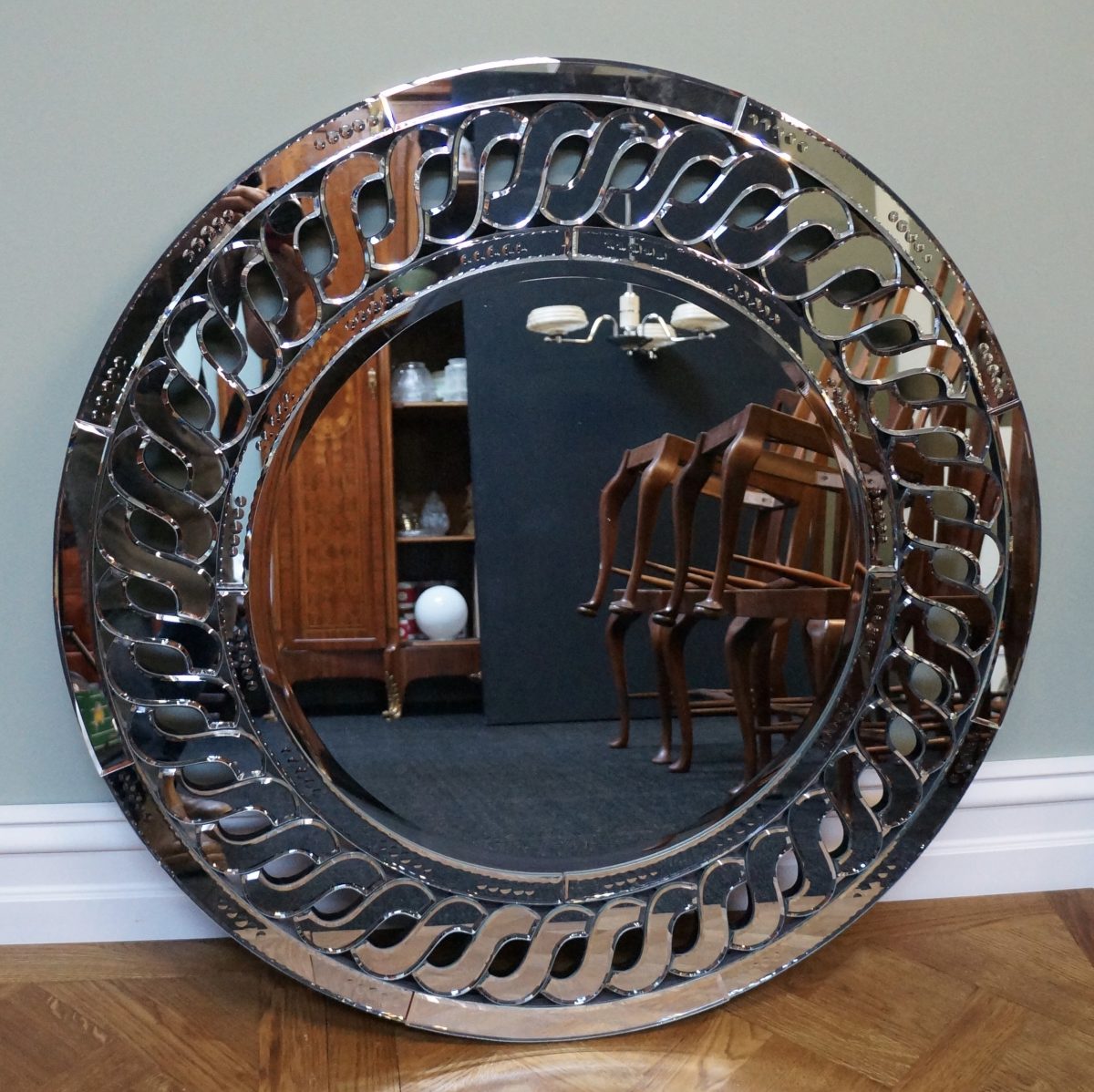 round art deco style mirror - Seanic Antiques