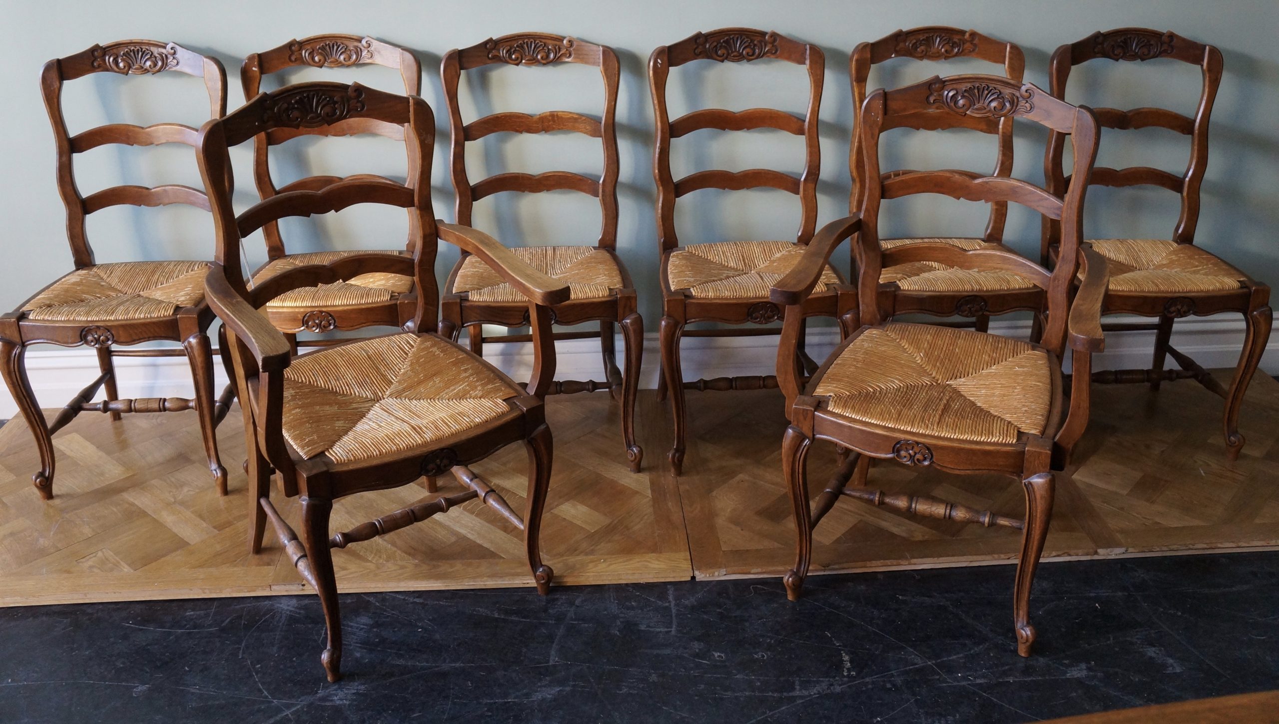 Set of 8 French provincial dining chairs - Seanic Antiques