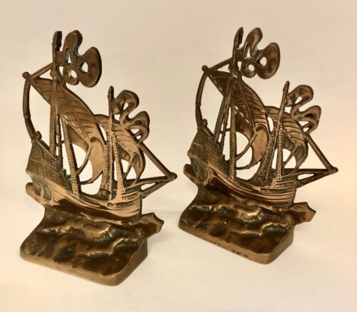 7172 Brass Galleon Bookends
