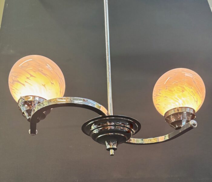 Original Art Deco two arm pendant light