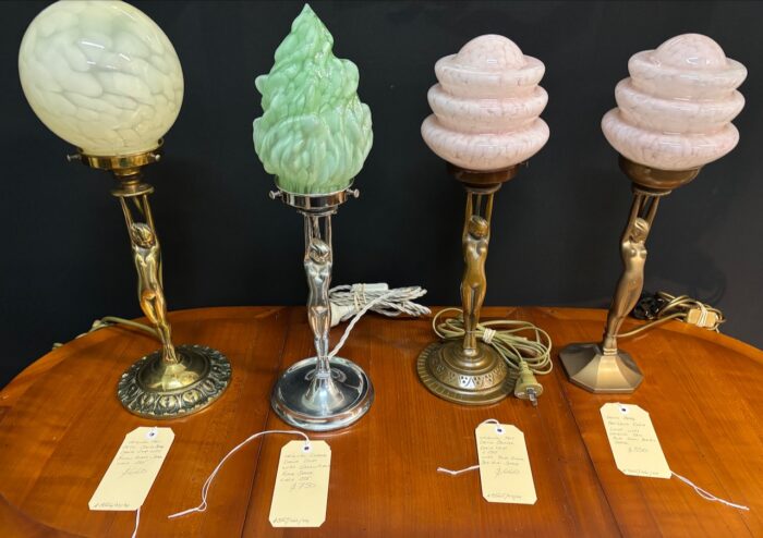 #8565/67/66 selection of Art Deco Diana lamps