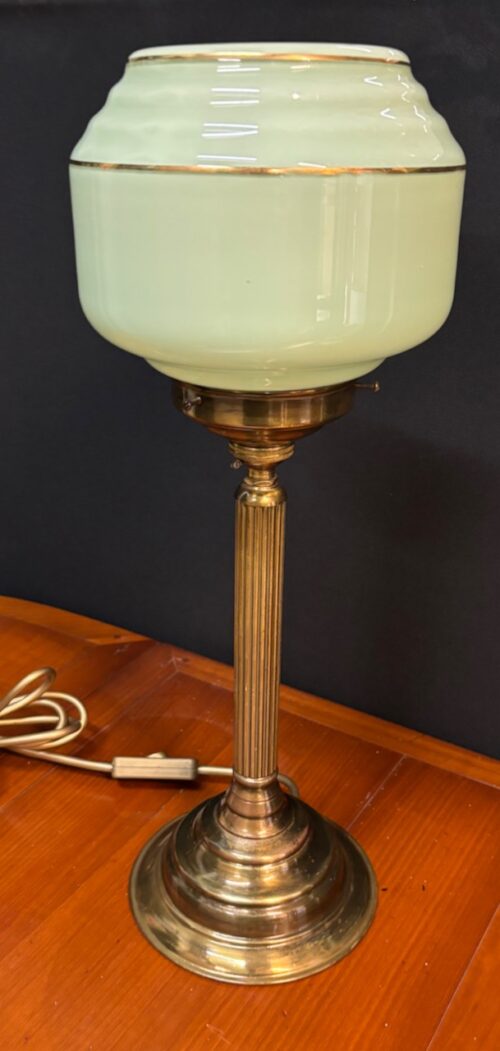 #8564 Art Deco Green Column Lamp