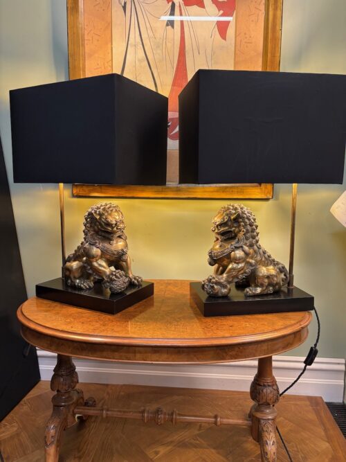 #8573 Pair Of Foo Dog lamps