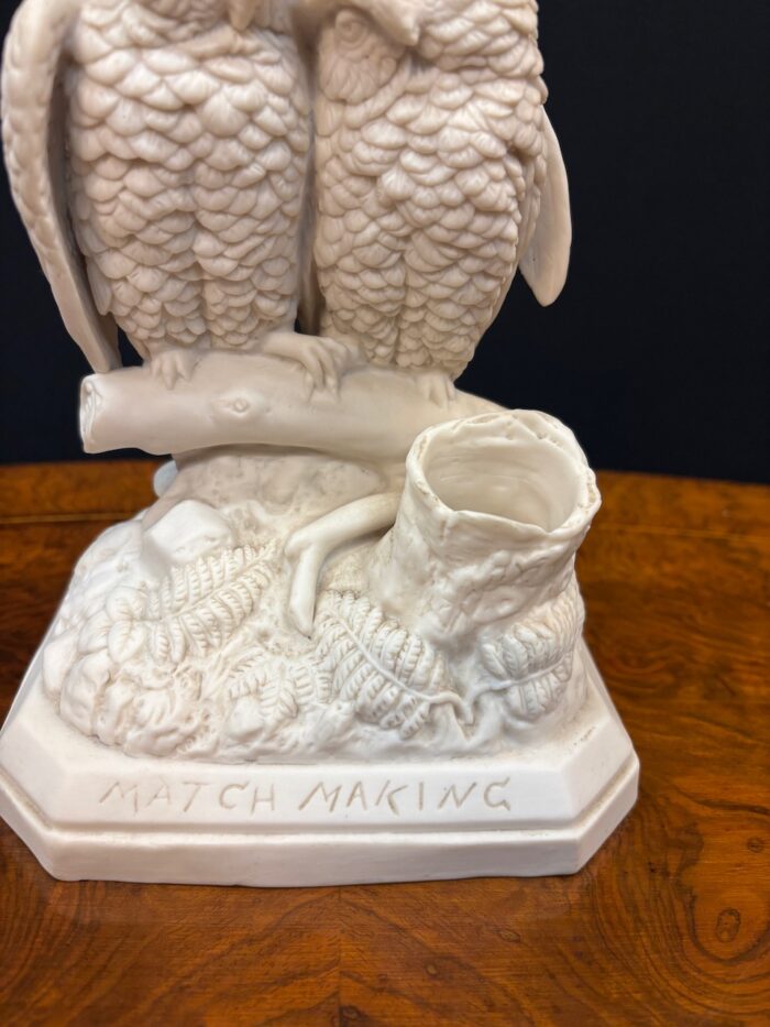 8588 English Parian Owl Pair