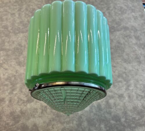 #11267 Green Art Deco Prismatic Shade