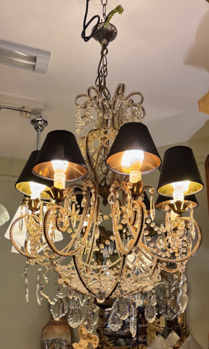 8693 Large French Crystal Chandelier - Seanic Antiques