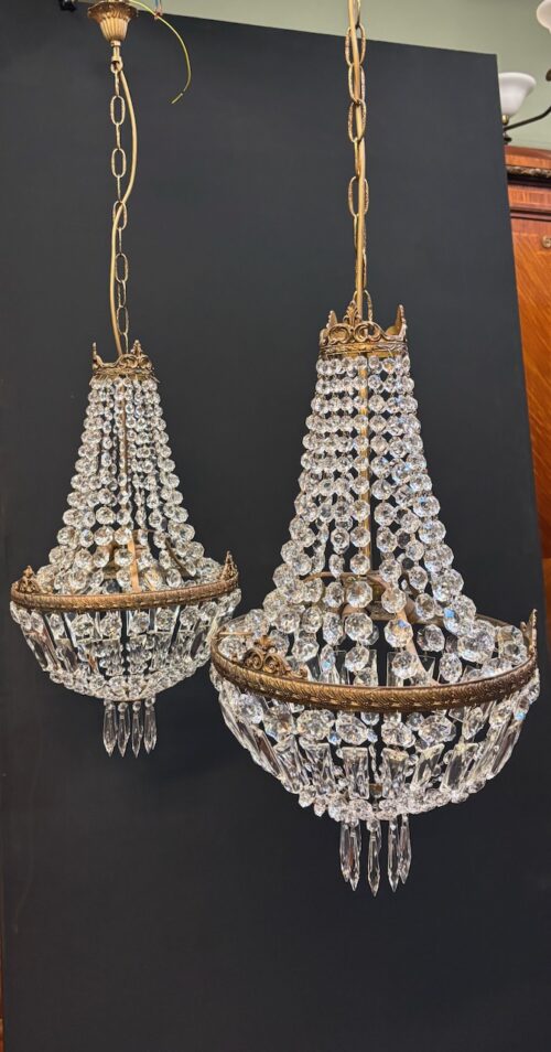 # 8692 Pair of Italian basket Chandeliers