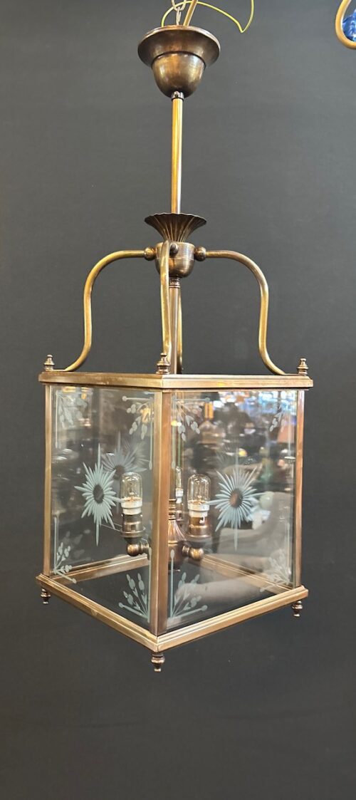 #8671  Pair of English Cut glass lanterns