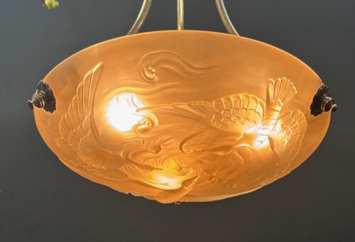 #8683 French Art Deco  Style Amber pendant light