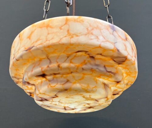 #8725 Large Stepped Cream/Brown Art Deco Pendant