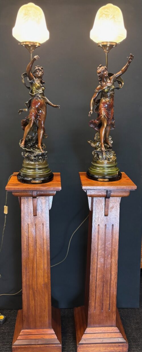 #673d Pair of Art Nouveau Figural Lamps
