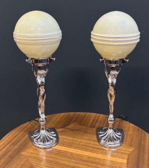 #8956 Pair of Art Deco style Diana lamps